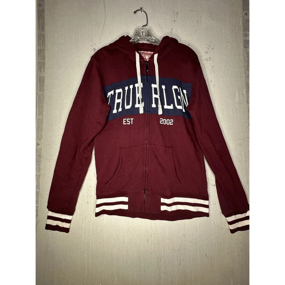 True Religion Brand Jeans TR Zip Maroon Hoodie | Tagged Size: S/P